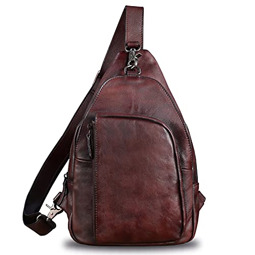 Genuine Leather Sling Bag for Men and Women Vintage Real Leather Sling Backpack Shoulder Crossbody Bag Chest Bag2