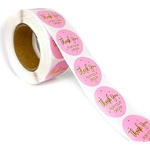 500Pcs Pink Thank You Sticker Envelope Seal Scrapbook Sticker Pink Heart Cute Round Stationery Label Labels and