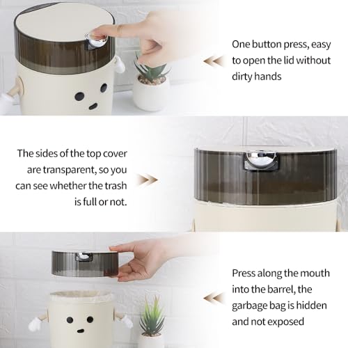 Image of Cute Mini Desktop Trash Can with 6 Rolls of Trash Bags