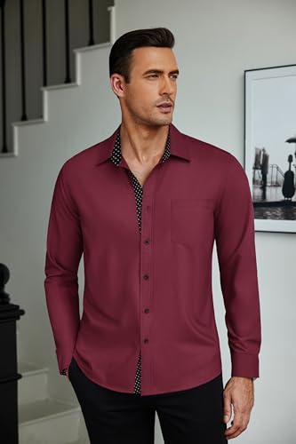 COOFANDY Mens Dress Shirts Long Sleeve Button Down Shirts Untucked Wrinkle-Free Business Casual Shirts3