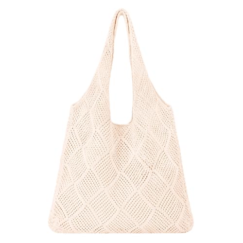 Image of XZQTIVE Crochet Tote Bag for Women Mesh Beach bag for Summer Vacation Aesthetic Hobo Knit Shoulder Bag