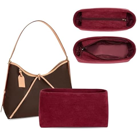 Doxo Velvet Purse Organizer Insert for Handbags,Tote Bag Organizer Fit LV Carryall PM Bags,Luxury Handbag Tote Lining Bag Shapers(PM-Wine Red-Velvet) Cover
