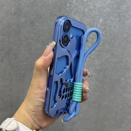 Coque iPhone 14 respirante creuse anti-surchauffe avec lanière