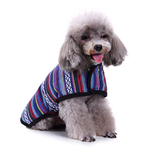 Nesutoraito Cat Dog Poncho Sweater for Small Medium Large Dogs Female Male Fleece Jacket Warm Coat Pet Apparel Costume Blue
