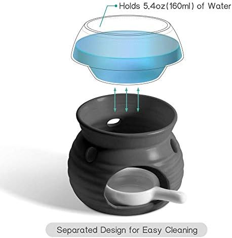 ComSaf Wax Melt Essential Oil Burners Black 2 Sets, Removable Ceramic Aroma Burner Assorted Wax Warmer Aromatherapy Tarts Holder Candle Scented Diffuser Home Bedroom Decor Christmas Housewarming Gift