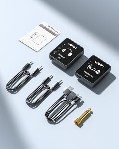 MS-1 Drahtloses In-Ear Monitoring, LEKATO Professionelles kabelloses 2.4G Stereo IEM-System mit Sender & Empfänger Betrieb im Mono- und Stereo-Mode Geeignet für Studio Live-Auftritt und Musiker
