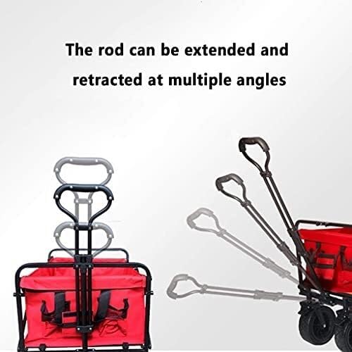 Portable Camping Cart,Outdoor Foldiutility Wagon Foldable Handcart, Garden Utility Truck with Adjustable Handle, Outdoor Pull Wagon, for Beach Fishipicnic, Load-Bea100Kg/220Lbs