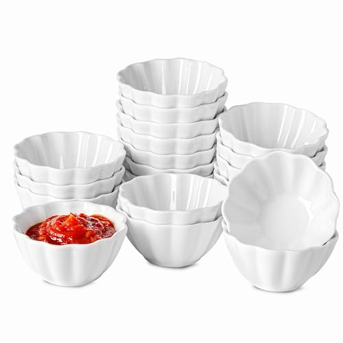 UIBFCWN Set di 20 Ciotoline Aperitivo, 125ML Ciotole per Salsa di Soia, Ciotoline da Snack, Mini Ciotole in Ceramica per Sushi, Salsa, Condimenti, Marmellata, Snack e Soia, 9 X 9 X 4.5cm