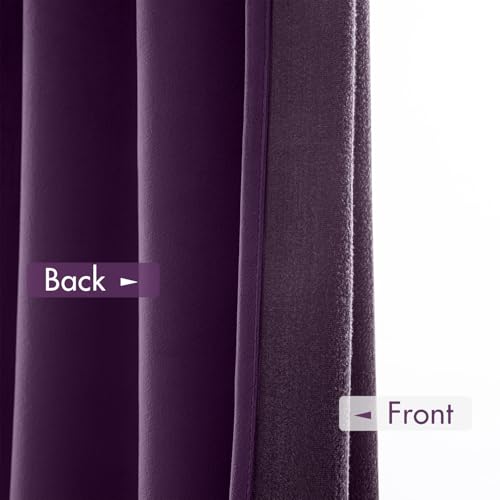 Image of MIULEE Purple Blackout Velvet Curtains Drapes 90 Inch Long 52 inchx90 inch Bedroom | Luxurious Bedroom Living Room Decor, Room Darkening, Thermal Insulated, Rod Pocket Design, Super Soft Fabric