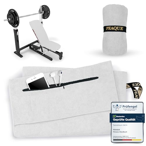 PEAQUE Mikrofaser Fitness Handtuch mit Reißverschluss - Sporthandtuch...