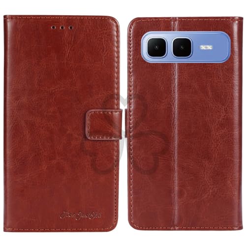 TienJueShi Brown Book Stand Retro Flip Leather Protector Phone Wallet Gel Cover Etui TPU Silicone Case For Infinix Smart 10 Plus