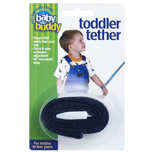 Baby Buddy Toddler Tether, Child Safety Leash, Toddler Travel Essential, Child and Baby Tether Strap for Walking, Safety Walking Guide for Children and Parents, Navy, 1 Count