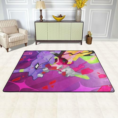 カーペット 新世紀エヴァンゲリオン Eva バスマット 長方形 大判 人気 おしゃれ 可愛い 防ダニ 抗菌 防臭 吸水 滑り止め ふわふわ 柔らかい肌触り 絨毯 室内装飾 床保護マット 玄関 キッチン リビング 浴室 洗面所 家庭用 洗える オールシーズン