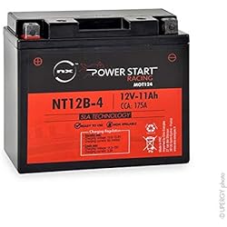 Bateria Moto 11Ah NXBaterías moto, scootersPlomo sellado AGM preactivado12V11AhCompatible con: ET12B-4 ; ET12B4 ; AGM12-10 ; AGM1210 ; GT12B-4 ; GT12B4 ; YT12B-4 ; YT12B-BS ; YT12BBS ; YT12 B4 ; YT12B4 ; VARTA 51290101