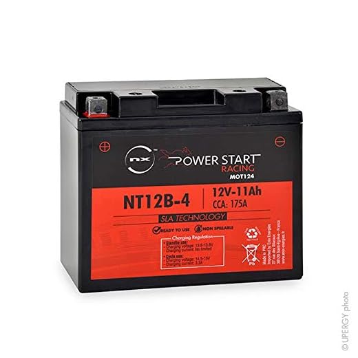 NX Batería de Moto YT12B-4 / YT12B-BS 12V 11Ah de Plomo AGM *SIN Mantenimiento*
