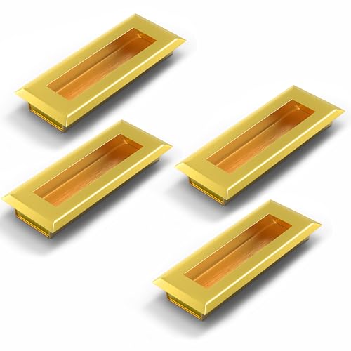 Image of Plantex Sliding Door Handle /Concealed Handle for Sliding Door /96mm Concealed Handle for Wardrobe /Kitchen Cabinet - Pack of 4 (PVD Gold)