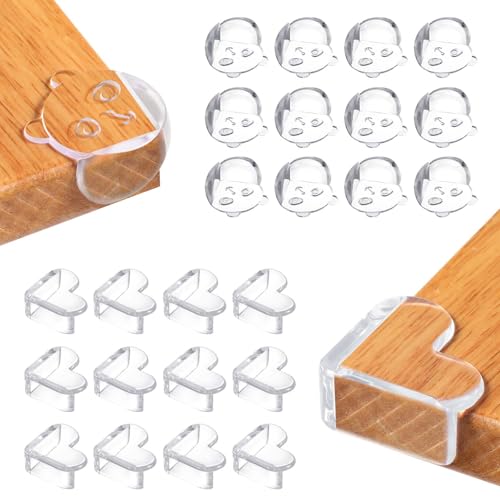 Vinabo Paraspigoli per Bambini, 24PCS paraspigoli Autoadesivo, Protezione Antiurto per Bambini e Bambini, Protezione Angoli per Tavolino per Mobili, Sicurezza Bambini, Culla