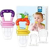 Baby Food Feeder - Tinabless Baby Fresh Fruit Feeder Teething Toys with Pacifier Clip Strap for Infant, Kids, Toddlers - M (2Pcs)