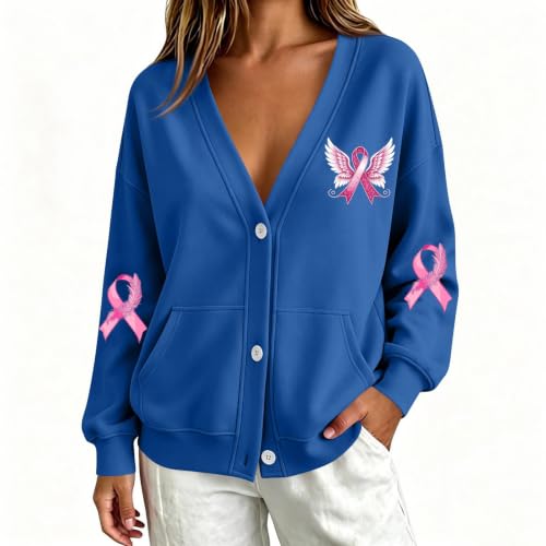 Breast Cancer Awareness Sweatshirt Women Oversized Button Down Jacket - image 3