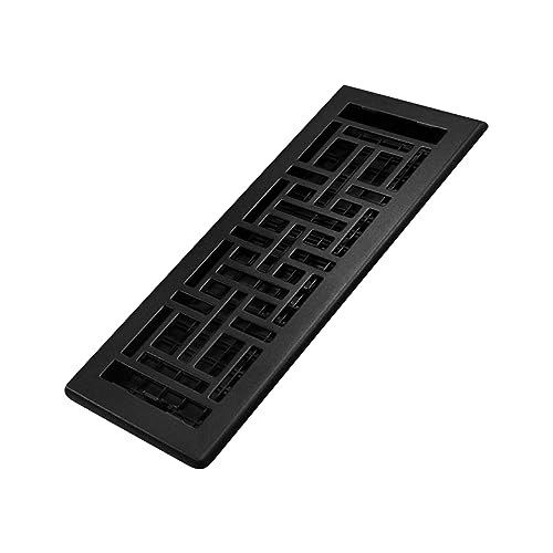 Decor Grates AJH412-BLK Registre de sol oriental, 10,2 x 30,5 cm, noir texturé