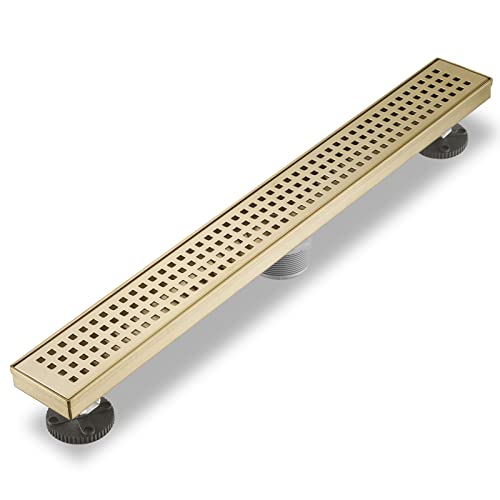 Sharp-tec 36 inch Linear Shower Drain, Gold Rectangular Floor Drain, V-Shape Design Drain Channel, 304 Stainless Steel, cUPC Certificated for Bathroom Shower Room (Drain Base is Not Included) by Sharp-tec - Used condition - US$53.64