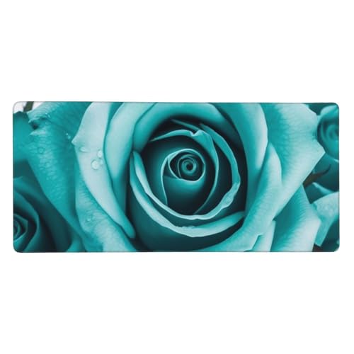Tapis de souris XXL 90x40 cm rose et turquoise avec des bords cousus pour bureau