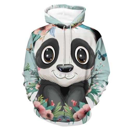 Sweatshirt pullover homme femme taille S avec motif panda et fleurs