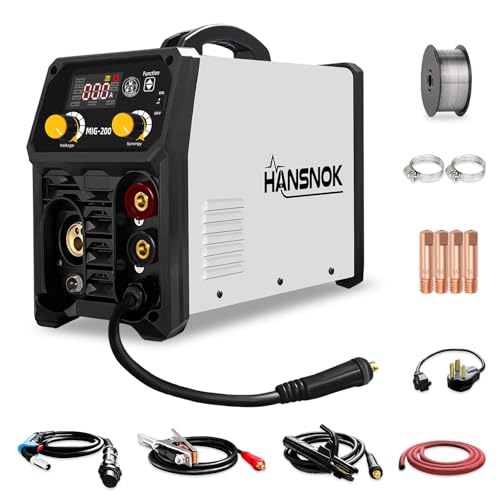 Image of HANSNOK 200A MIG Welder Machine,4 in 1 Welding Machine Gas MIG/Flux Core MIG/Lift TIG/Stick 110V/220V Dual Voltage multiprocess Portable Welder Machine with Synergy, IGBT Inverter HD LED Display