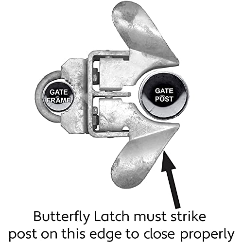 Jake Sales Chain Link Fence Butterfly Gate Latch - Fence Automatic Gate Latch - 1-3/8 Gate Frame & 1-7/8inches Gate Post inches - Thumbnail 5
