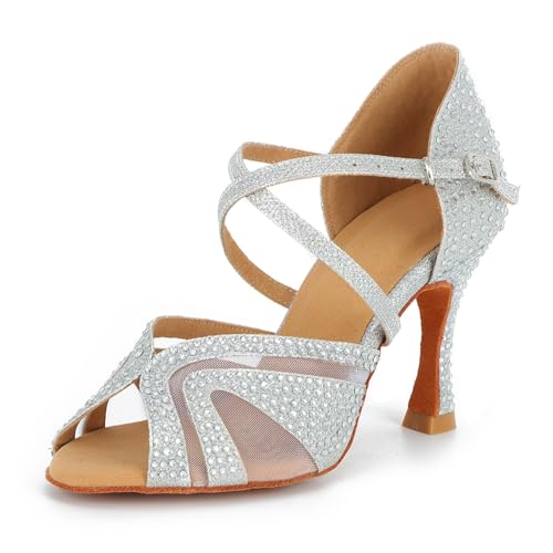 Syrads Scarpe da Ballo Latino Salsa Donna Scarpe da Ballo da Sala Tango Valzer Kizomba Bachata Danze al Coperto 1050