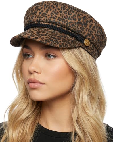 Funky Junque Leopard Newsboy Hat for Women Trendy Greek Fisherman Cap Classic Baker Boy Newsies Hat Animal Print Ladies Fashion Cap - Leopard