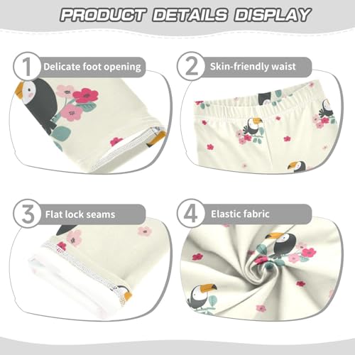 Cute Toucan Bird Girls Leggings,Workout Leggings for Girls Toddler Athletic Legging Size for 3-10T3