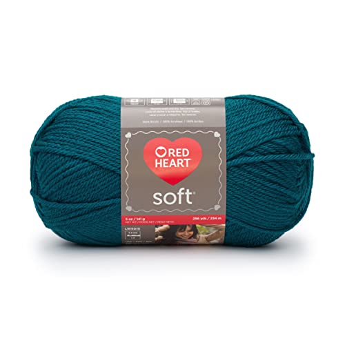 Image of Red Heart Soft Teal Yarn - 3 Pack of 141g /5oz - Acrylic - 4 Medium (Worsted) - 256 Yards - Knitting /Crochet