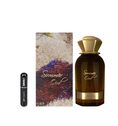 Summer Oud Extrait de Parfum 60 ml, profumo arabo unisex a lunga durata, con atomizzatore ricaricabile, fragranza orientale ambrata con note fumose, zafferano, rosa e caramello (Summer Oud)