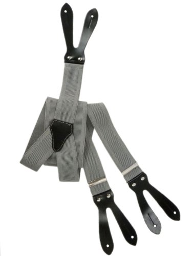 Olata Y Hosenträger zum Knöpfen | Unisex Hosenträger – 3,5 cm. Hellgrau