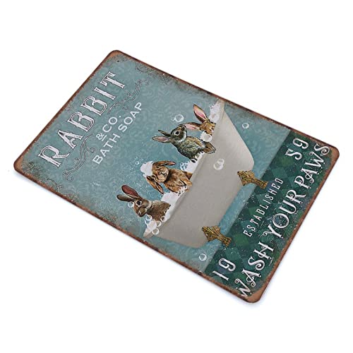 DAIERCY Creative Tin Signs Rabbit Co. Bath Soap Wash Your Hands Funny Metal Sign Retro Wall Decor for Home Garden Bars Office Pubs Club Gift Plaque Tin Sign 140X200 mm - Image 3