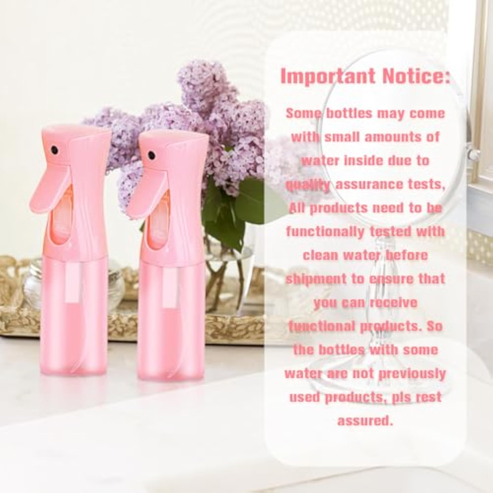 Double Pink Fine Mist Refillable Spray Water Bottle