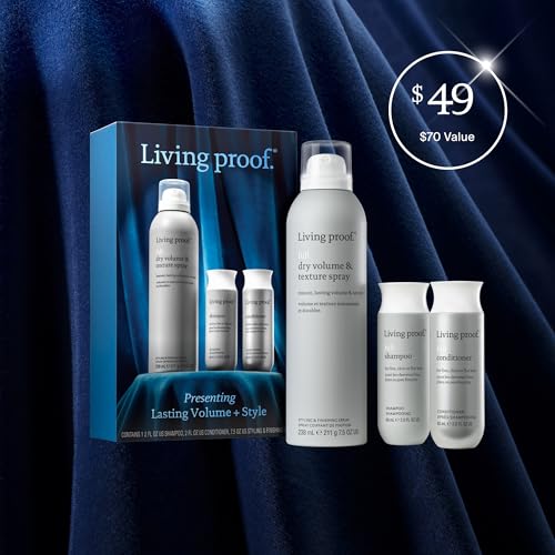 Living Proof Presenting Lasting Volume + Style Holiday Kit -Travel Size Full Shampoo & Conditioner, and Full Size Dry Volume & Texture Spray ($70 value)