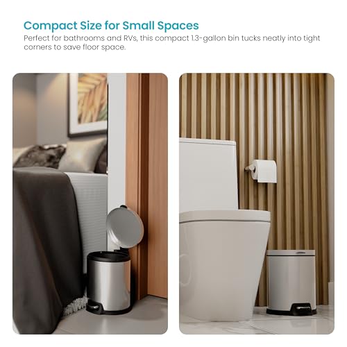 Image of Home Zone Living 1.3 Gallon Small Trash Can with a Step Pedal Lid