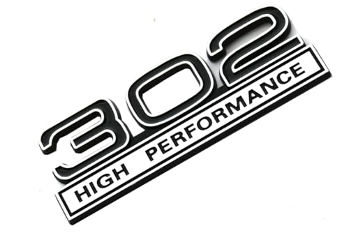 Image of 2pcs 302 Engine 5.0 Liter High Performance Emblms Badge 3D Decals Stickers Cars Trucks (Chrome Black)