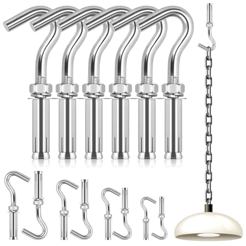 Wokape 6 ganchos de pared de hormigón, acero inoxidable 304 abierto, perno de expansión de ancla, tornillo de expansión resistente en ganchos para hormigón, ladrillo y piedra (M12)