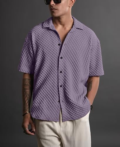 Image of NexaFlair Casual Shirt for Men|| Shirt for Men|| Men Stylish Shirt||Button Down Shirts Half Sleeve Bubble Fashion Textured Shirt