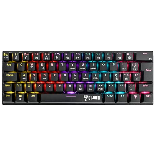 Teclado 60% Mecânico Gamer Switch Red Anti-Ghosting Função Macro + Software USB ABNT2 292x105mm Clanm (Night Walker Preto)