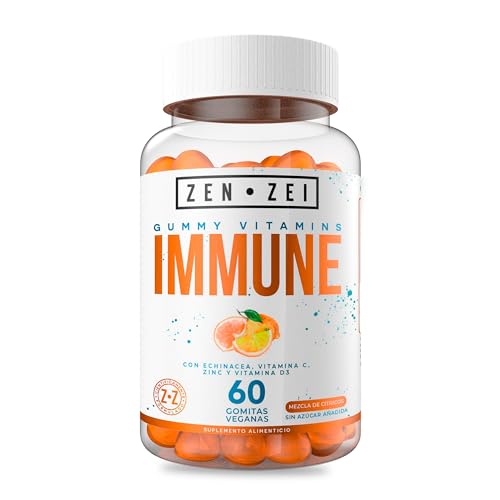 ZEN•ZEI | IMMUNE SUPPORT | — Formuladas Con: Echinacea, Vitamina C, Gluconato de Zinc, Vitamina D3 — 60 Gomitas 100% Veganas y Orgánicas | Calidad...