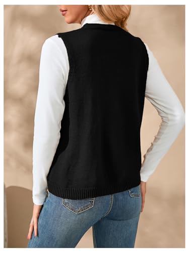 Image of Verdusa Women's Sweater Vest Tops For Women Trendy Sleeveless Button Down Cardigan Outwear