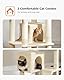 PETEPELA 180cm Kratzbaum groß, Multi-Level Katzenbaum für große Katzen, mit 6 Sisalsäule, 2 Kratzbrettern, 2 Plattformen, 1 Hängematte, 2 Spielbälle, Plüsch-Stoff, beige