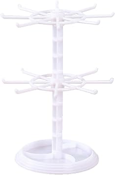 2 Tier Jewelry Stand Necklace Holder Two Counter Top Spinner Display Stand Jewelry Rotating Holder Keychain Pendants Organizer White