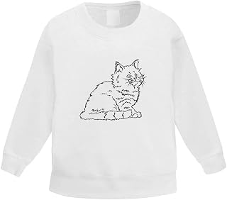 Azeeda 'Fluffy Cat' Kid's Sweatshirt/Jumper (3-4 Years) (KW00028357)