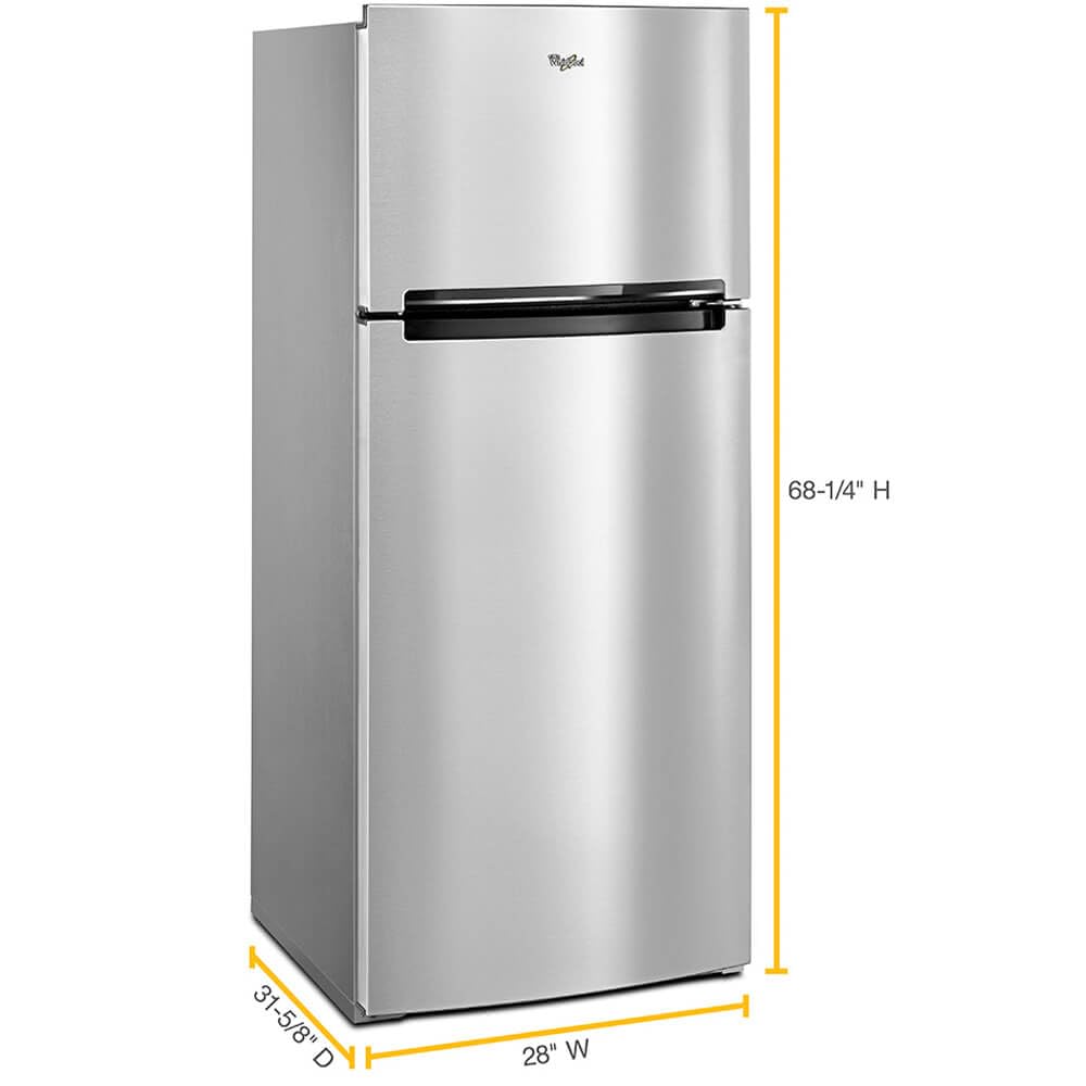 Whirlpool 28" Stainless Steel Top-Freezer Refrigerator on Fridge.com - View 2