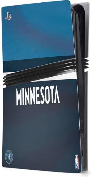 Skinit Decal Gaming Skin Compatible with PS5 Pro Console - Officially Licensed NBA Minnesota Timberwolves Dark Rust Design
